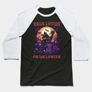 Waggin' & Witchin' Dog on Halloween Baseball T-Shirt